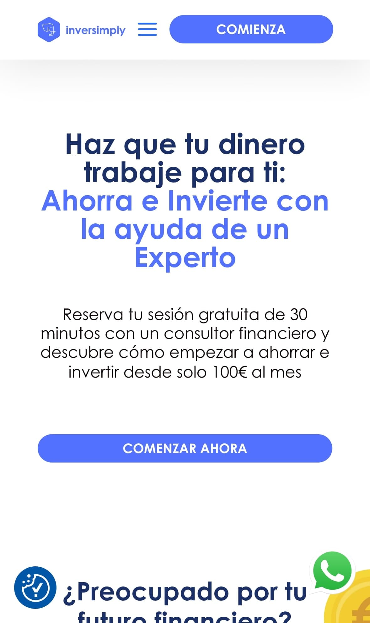 Inversimply — Mobile lead form