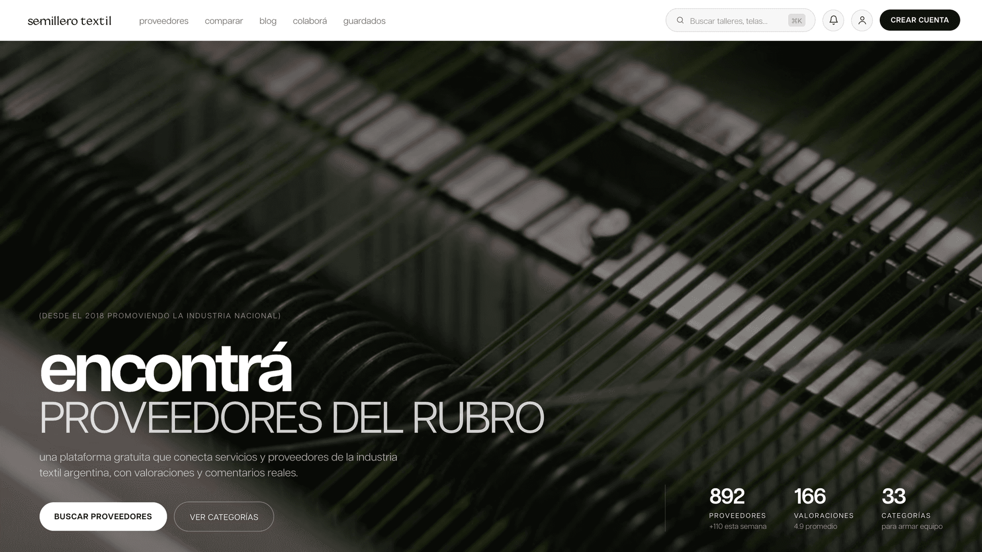 Semillero Textil — Landing hero